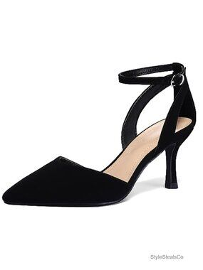 Closed Toe Kitten Heels Ankle Strap Dress Pumps